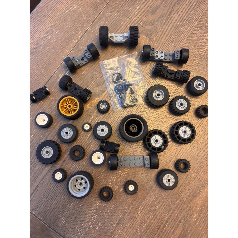 LEGO Wheels Tires Axles Vehicle Chassis Parts Mixed Bulk Lot